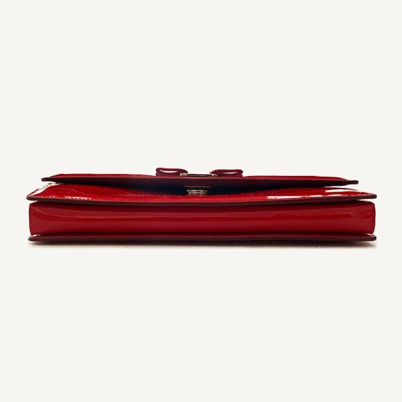 Salvatore Ferragamo Ginny Vara Bow Red Patent Leather Bag - Picture 7 of 11